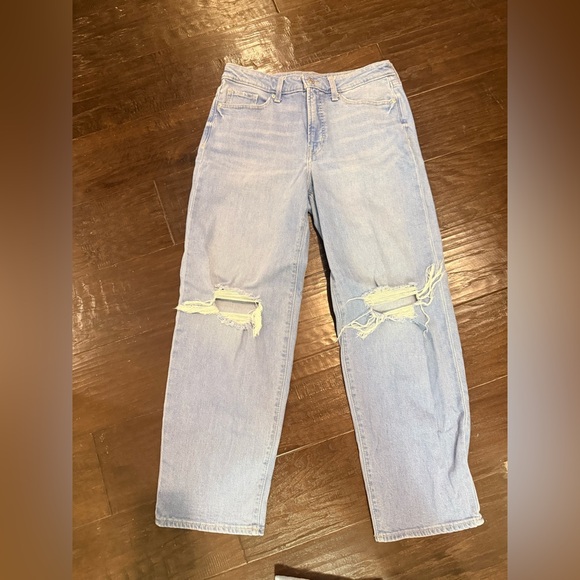 Old Navy Denim - Old Navy Light Blue Ripped Straight Leg Jeans